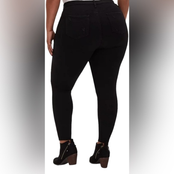 Torrid Sky High Skinny Black Distressed Stretch Premium Jeans size 22R - Picture 2 of 13
